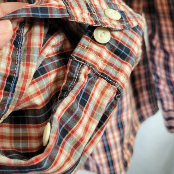 J.A.C.H.S. Men's Shirt Plaid Cowboy Western Button up XXL Red White Blue Y2K - Picture 2 of 8